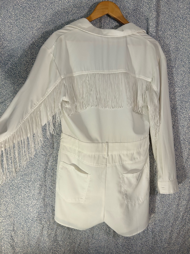 White Fringe Romper Jumpsuit